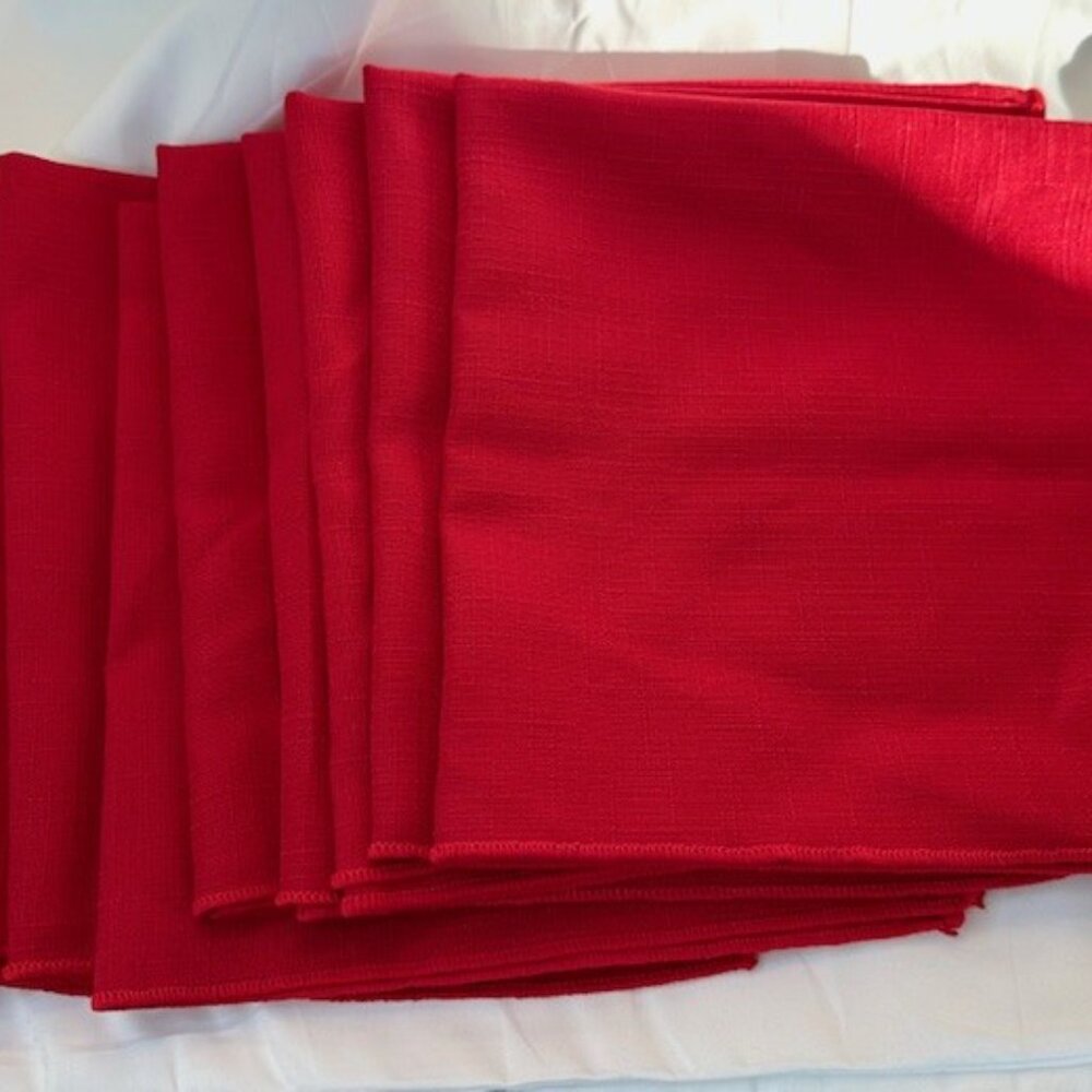 Set of 8 Vintage Red Cloth Table Napkins